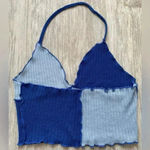 SheIn | Blue Color Block Bralette Halter Crop Top | Small Photo 1