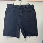 Free People NEW Avery Bermuda Jean Shorts Black Button Fly Raw Hem Sz 31 Biker Photo 3