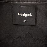 Desigual Exotic Black Denim Knit Sleeve Fur Cuff Embellished Jacket Photo 6
