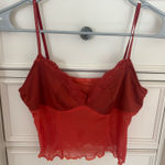Verge Girl Orange women’s lace trim sheer tank top Small Photo 0