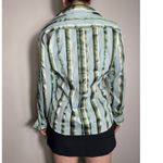 Y2K New York and Co. Blue Green Shiny Preppy Collared Longsleeve Size XL Photo 1