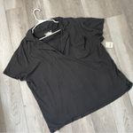 Free People  Polo Tshirt NWT nina oversized womens Gray (medium) boho preppy Photo 1