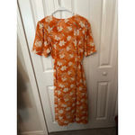 Women's Unbranded Orange White Floral Midi Dress XL Photo 3