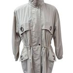 London Fog Towne Fully Lined Khaki Trench Coat Women Sz M Unique Metal Trim Photo 0