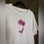 Gildan Pink T-Shirt with Butterfly Design Size Large Photo 2