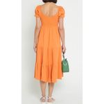 O.P.T. Gauzy Cotton Lanna Puff Sleeve Smocked Midi Dress Orange Size Small Photo 1