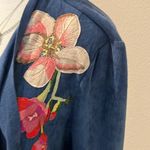 V Cristina Blue Vegan Suede Embroidered Waterfall Cardigan 1G Size L Photo 2