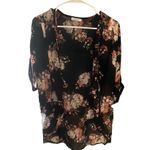 TeenBell Black Floral Kimono Blouse Photo 0