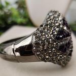 Vintage Chunky Hinge / Clamper Dome Bracelet with Purple Smokey Crystal Stones Photo 4