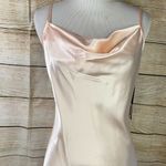 Bebe satin cowl-neck peachy slip on midi dress Size Small adjustable straps- NWT Photo 8