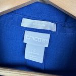 Chico's  No Iron Linen Button Front Shirt Blue Size 2 US 12 Lightweight Comfy Photo 3