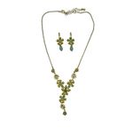 Avon Green Yellow Flower Necklace & Earrings Set Enamel Crystal Bead Vintage Photo 11