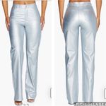 Naked Wardrobe Naked‎ Wardrobe Faux Leather Croc Straight Leg Pants Silver L Photo 2