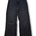 ZARA  Distressed Wide Leg Jeans Women's US 6 Ripped Black Denim High Waist Casual Photo 0