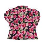 Halston Heritage Halston Floral Printed Blouse Split Sleeve Mock Neck Short Sleeve Black Pink XL Photo 0