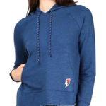 Sundry Women's Blue Spells Out Love Pullover Hoodie Size 2/Med Lightning Bolt Photo 0