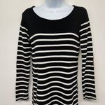 Anthropologie Bellamie Striped Long Sleeve Elbow Patch Tunic Basic Top Shirt Black White Small Photo 4
