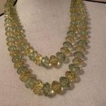 Vintage Yellow / Green Plastic Beaded Costume Necklace Double Strand Photo 3