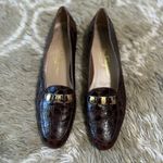 Salvatore Ferragamo  Brown Leather Croc Loafers size 8.5 Photo 1