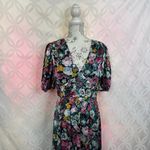 Alexia Admor  Floral Satin V-neck Puff Sleeve Midi Dress Size‎ 6 NWT Photo 5