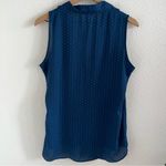 Rose + Olive  Blue Based with Green Polka Dot V Neck Top Office Work Business L Photo 3