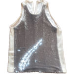 Maje  Paris Silver Sequin Top with Satin Sides — Size 3 (US 8–10) Photo 0