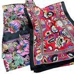 Lot of 2 Vintage Silk Floral Scarves Pink & Red Boho Floral Botanical Prints Photo 9