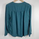 Jacqueline Riu Blouse Striped‎ Button Down Long Sleeve Teal Green Medium Photo 3