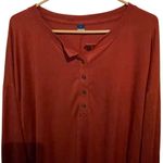 Old Navy Women’s Burnt Orange Henley Tunic Shirt With 5 Buttons On Top Photo 2