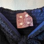 Free People  Mesh Floral Lace Mini in Navy Blue Bow Tie Back Dress S Photo 4