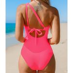 Cupshe NWT  One Shoulder Cutout Swimsuit Pink Twist Front One Piece Lined M Photo 1
