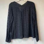 Rebecca Taylor Womens Long Sleeve V Neck Silk Shirt Black Size 10 Sheet Boho Top Photo 7