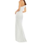 Mac Duggal  NWT Crepe One Shoulder Bow Gown in White Size 12 Photo 1