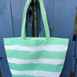 Clinique  Green and White Striped Tote Photo 2