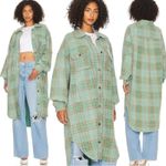 Free People  Plaid Long Ruby Jacket in Sage Combo Size XS Grunge Distressed Photo 8
