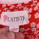 L'ATISTE L’atiste red floral deep v neck tie crop top small Photo 3