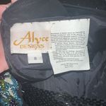 Alyce Designs Silk Beaded Formal Mini Dress Size 8 Floral Design Black Photo 3