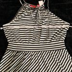 Elle NWT Women’s  Knit Black and White Striped Halter Dress Size Medium Photo 6