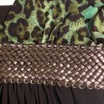 Linda Segal ⌘ Braided Belt Plunging Neckline Top ⌘ Chocolate Mint Leopard ⌘ L Size L Photo 3