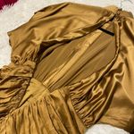 Retrofete Barbara Silk Ruched Mock Neck Mini Dress in Olive Green Small Photo 8