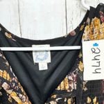 Blue Rain Dress Women Size Large Floral Ruffle Smocked Long Sleeve Swing Mini Photo 1