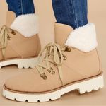 Red Dress Boutique Red Dress Kennedy In Step Lace Up Boots Faux Sherpa Faux Leather Khaki 7.5 Photo 0