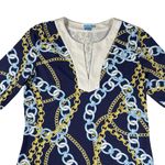 J. McLaughlin  Augusta Dress Catalina Cloth Blue Chain Link V-Neck Size M Photo 1