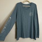 Natural Life 100% Cotton Blue Oversized Long Sleeves Doodle Tee, Size XL Photo 3