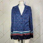 Maje Cristen Blouse Top Blue Printed Geometric Photo 2