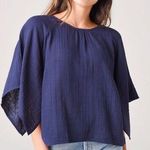 Stark X Charcoal Grey 100% Cotton Blouse Size XS Dolman Sleeve Bubble Top #D13 Photo 0