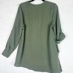 Lulu B Asymmetrical Long Sleeve Tunic Top Size Small Green Roll Tab High Low Photo 1