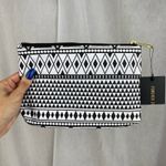 Forever 21 Black White Geometric Print Pencil Pen Case Makeup Bag Gold Zipper Pouch NWT Photo 5