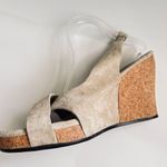 UGG  Beige Suede Cork Sandals Wedge Platform Woman’s Shoe Size 9 Photo 7