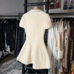 Sierra Darien Elegant Ivory Soft Knit Mini Dress with Crystal Embellished Collar White Size undefined Photo 10